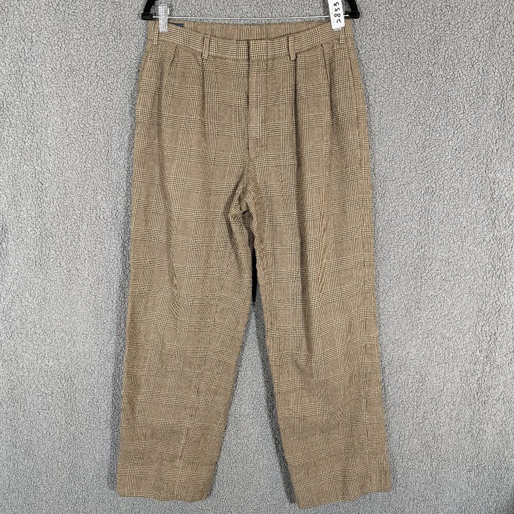 Polo Ralph Lauren Vintage Plaid Wool Made In Japan Trousers Pants Men's Sz 31*29 - Picture 1 of 10